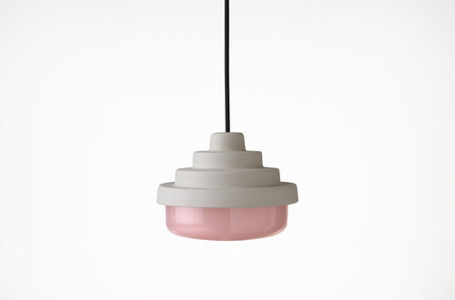 Honey Pendant Lamp - Ceramic, Raw, Pink Glass